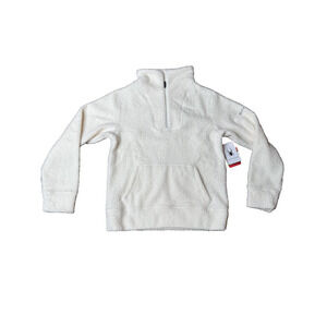 Spyder Sherpa Fleece Pullover Womens Small White Quarter Zip Kangaroo Pocket NWT